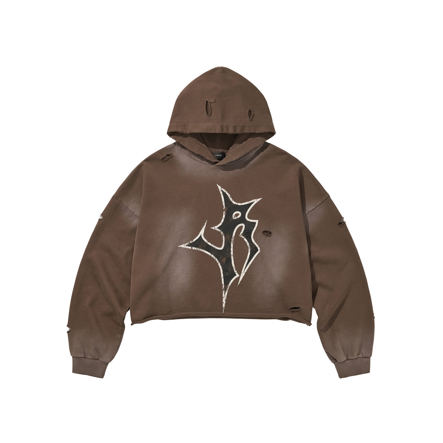 LOGO CROP HOODIE / BROWN
