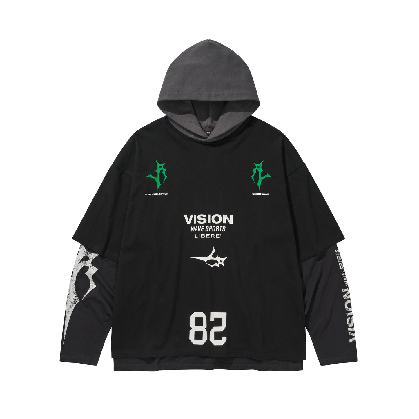 3 LAYERED HOODIE / BLACK