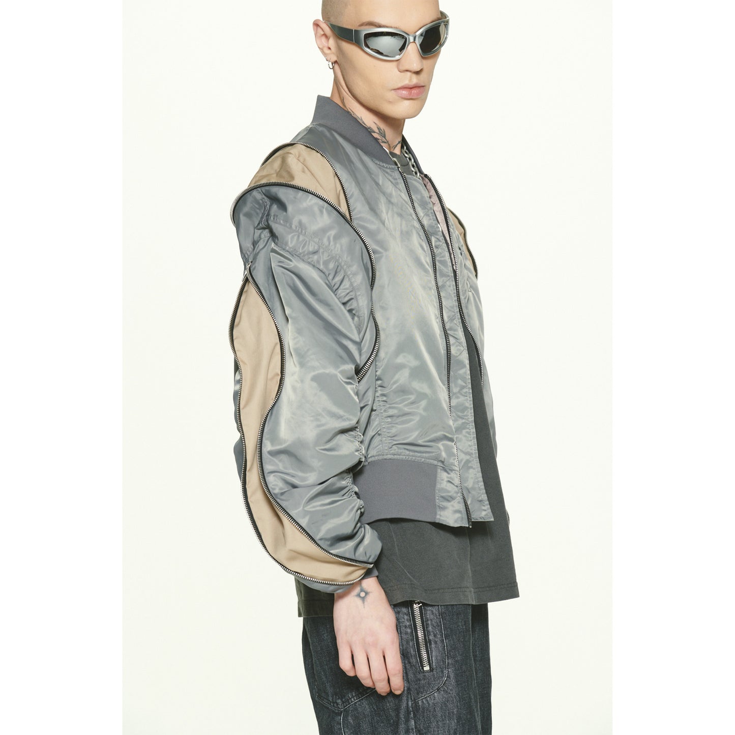 CURVED MA-1 JACKET / GRAY