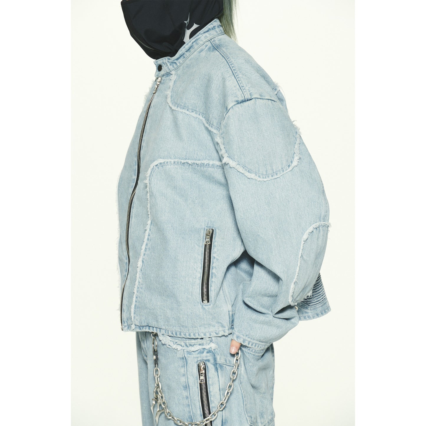 DENIM BIKER JACKET / BLUE