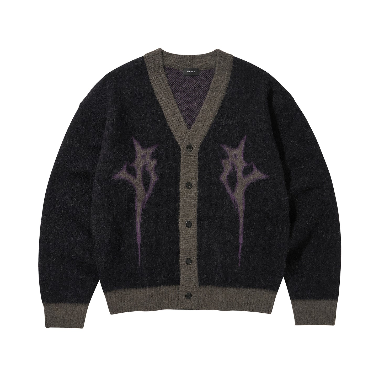 LOGO MOHAIR CARDIGAN / BLACK