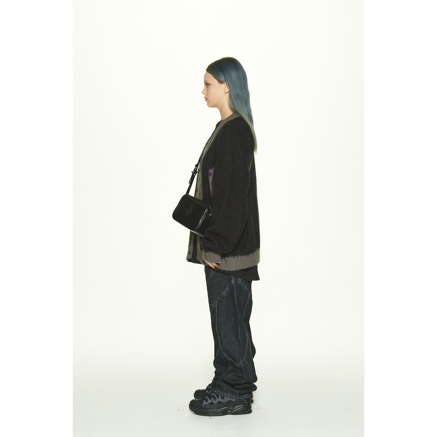 LOGO MOHAIR CARDIGAN / BLACK