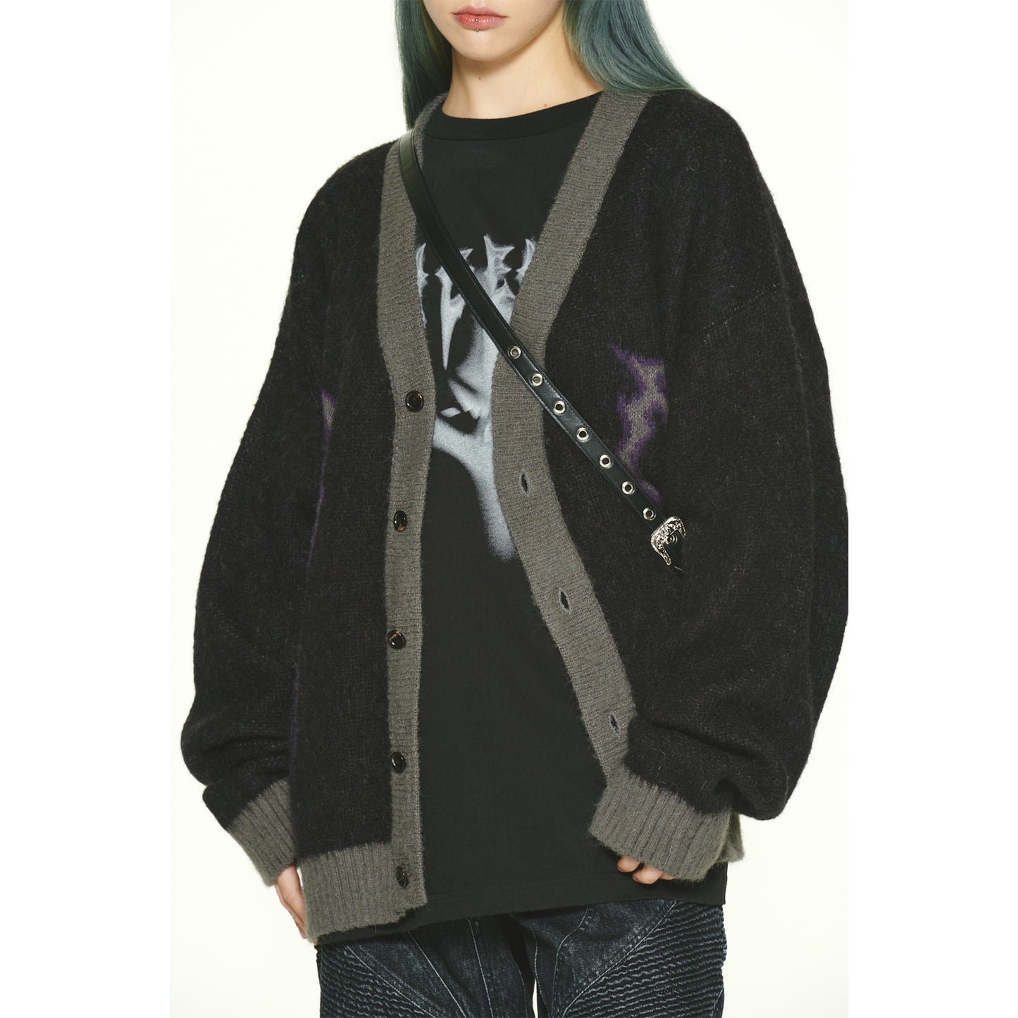 LOGO MOHAIR CARDIGAN / BLACK