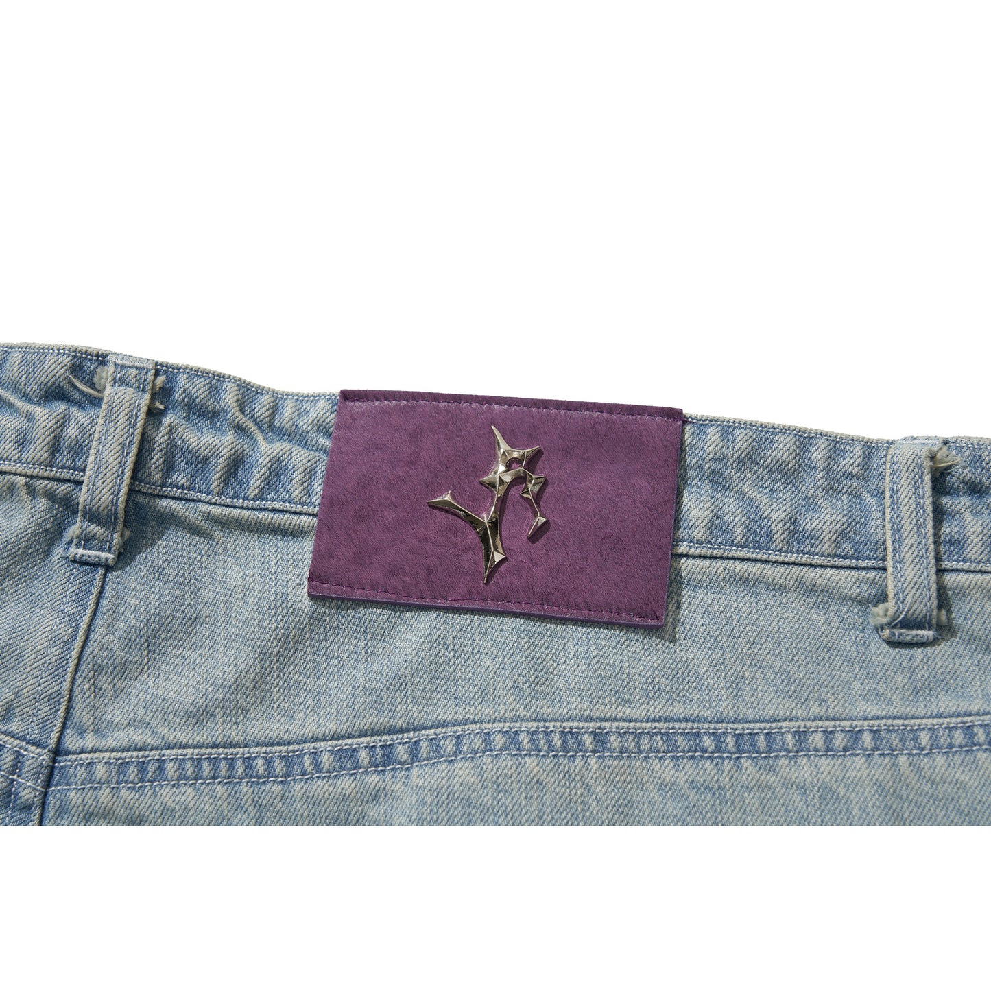 DENIM BIKER BAGGY PANTS / BULE