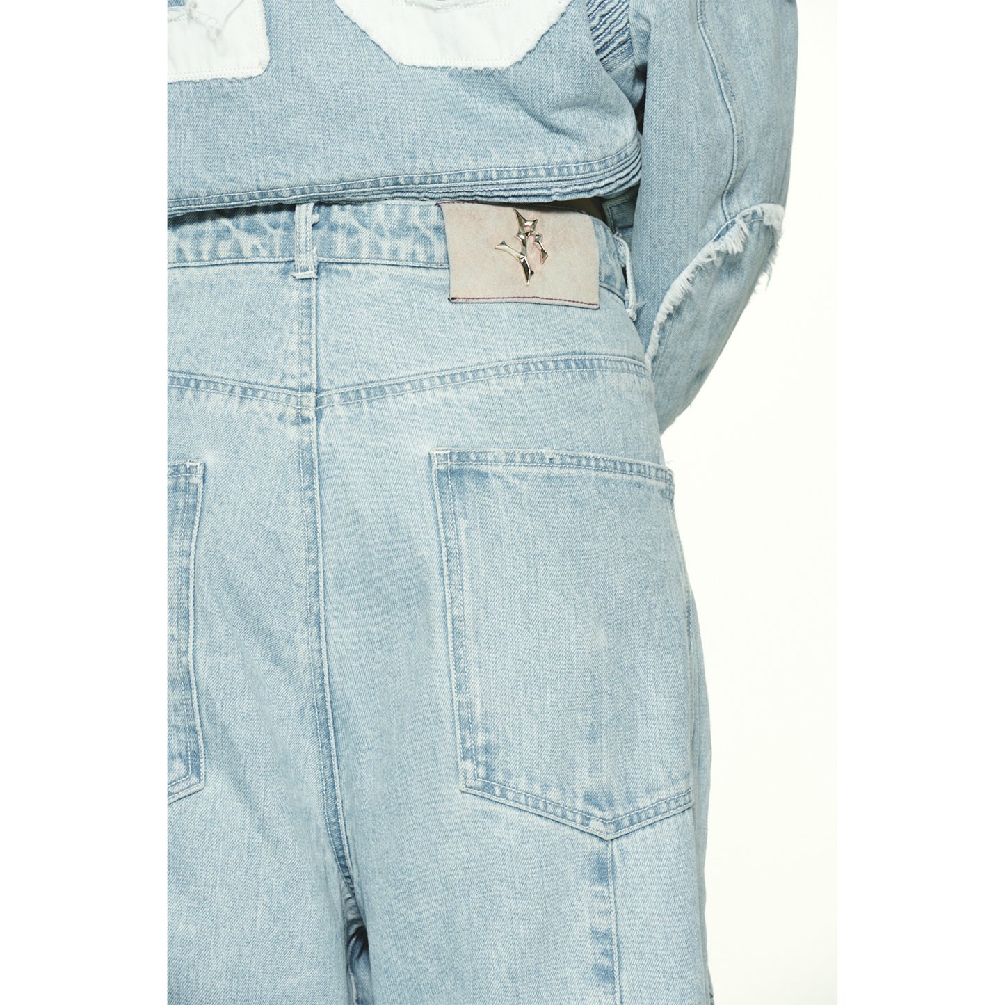 DENIM BIKER BAGGY PANTS / BULE