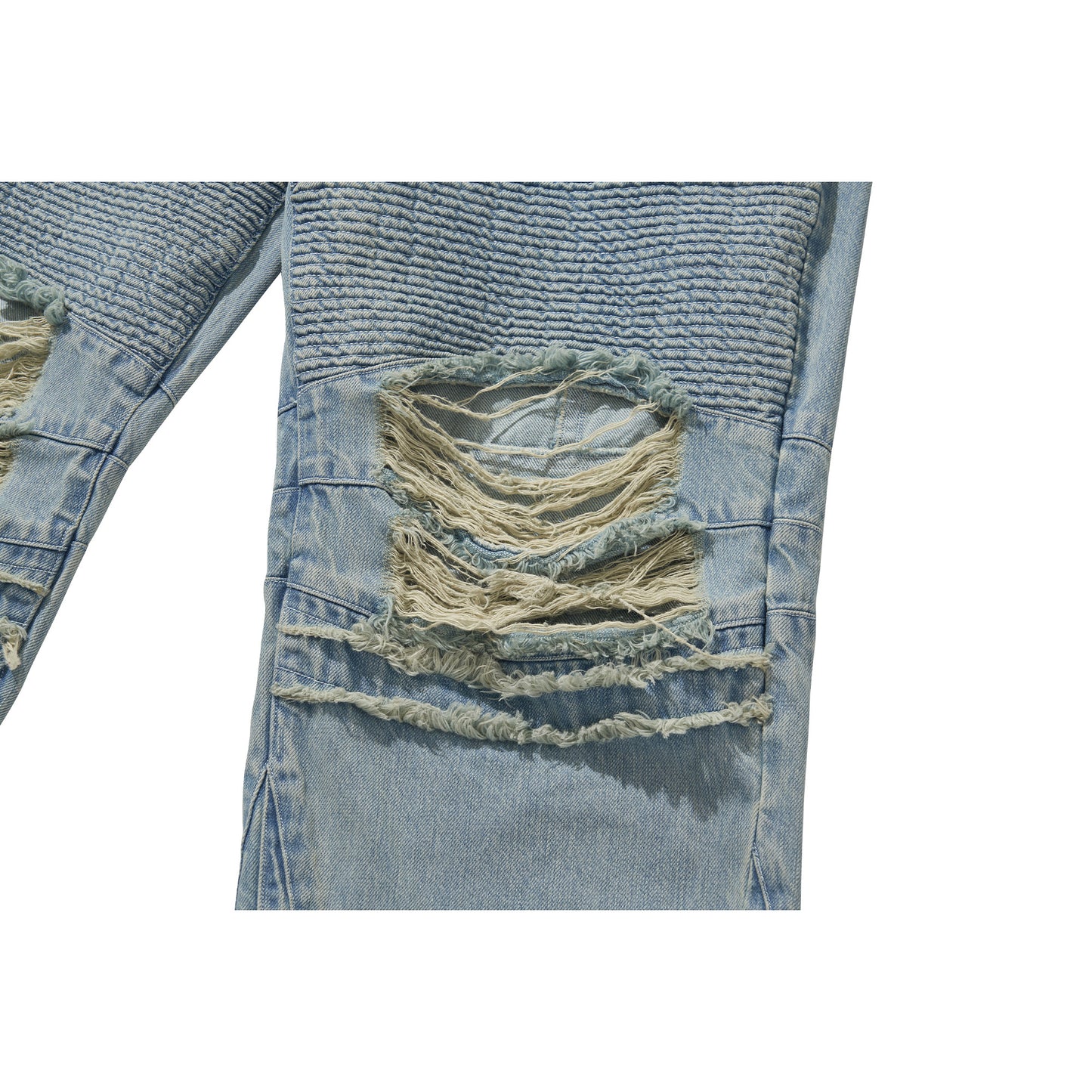 DENIM BIKER BAGGY PANTS / BULE