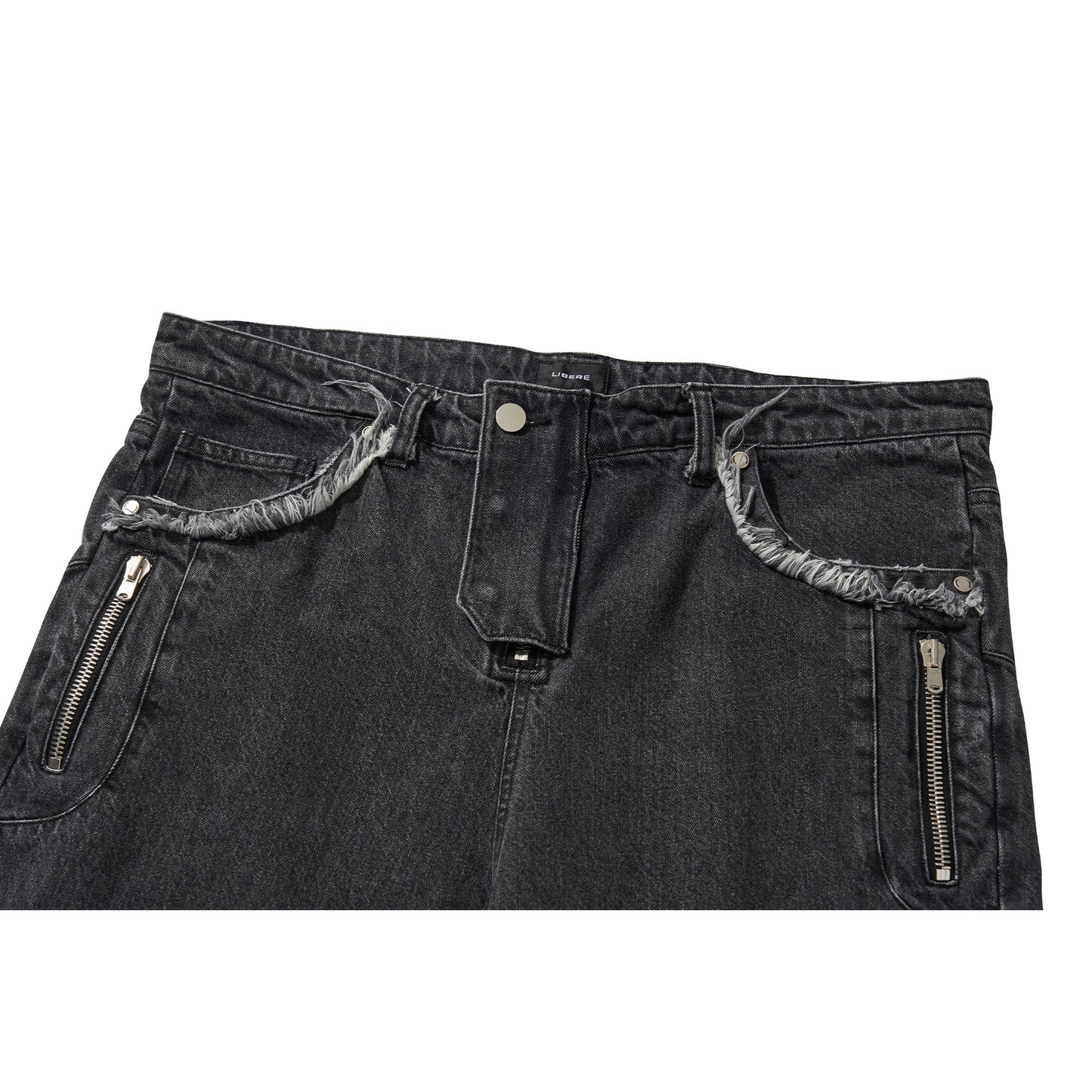 DENIM BIKER BAGGY PANTS / BLACK