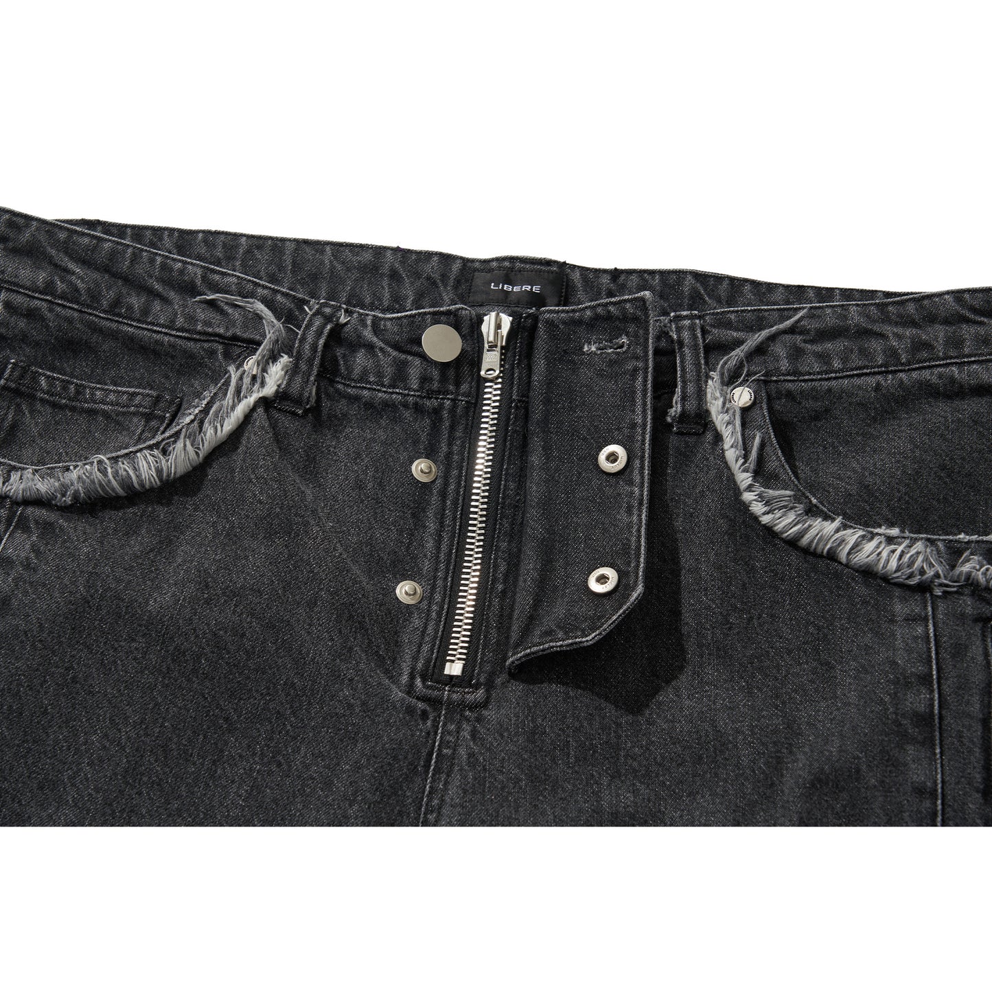 DENIM BIKER BAGGY PANTS / BLACK