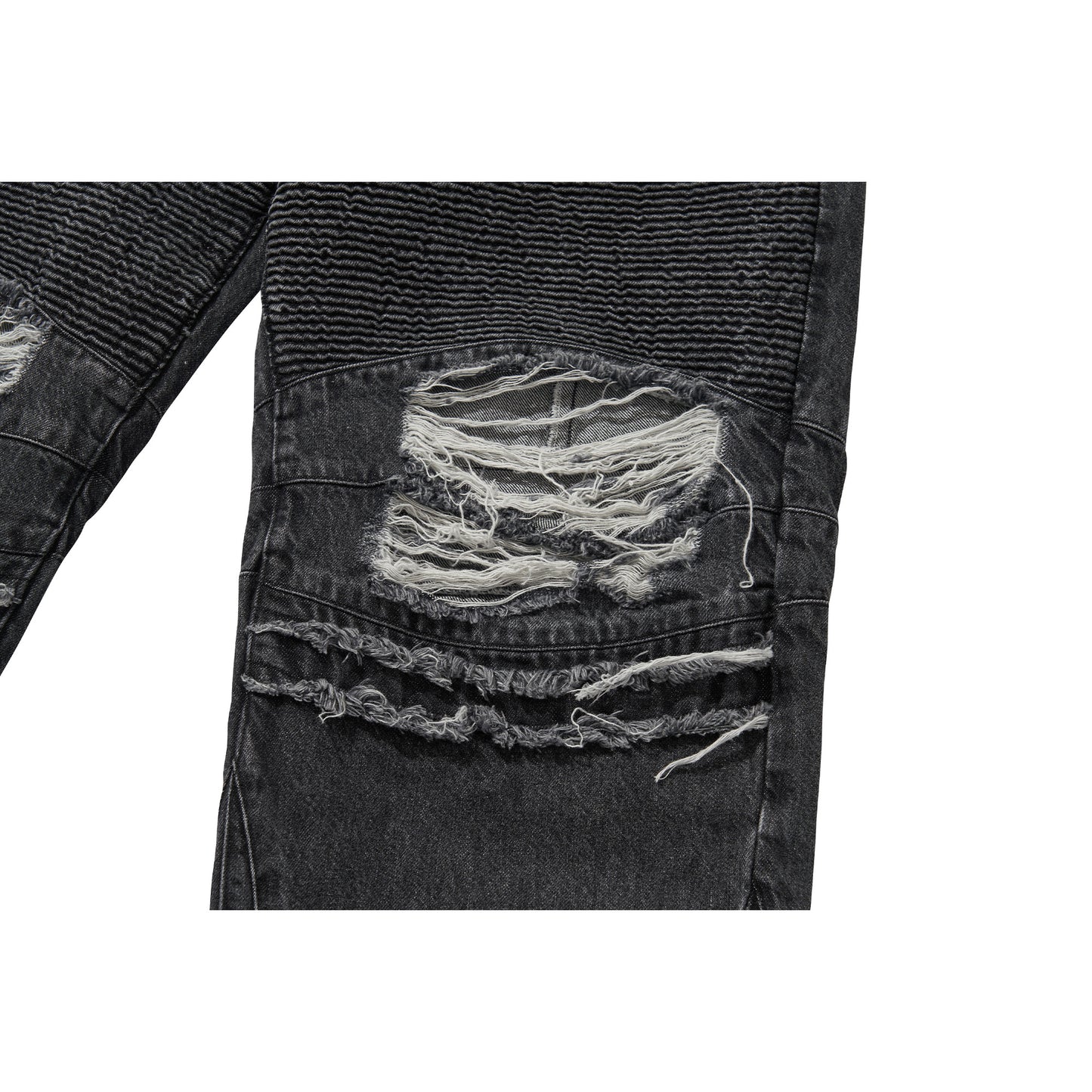 DENIM BIKER BAGGY PANTS / BLACK