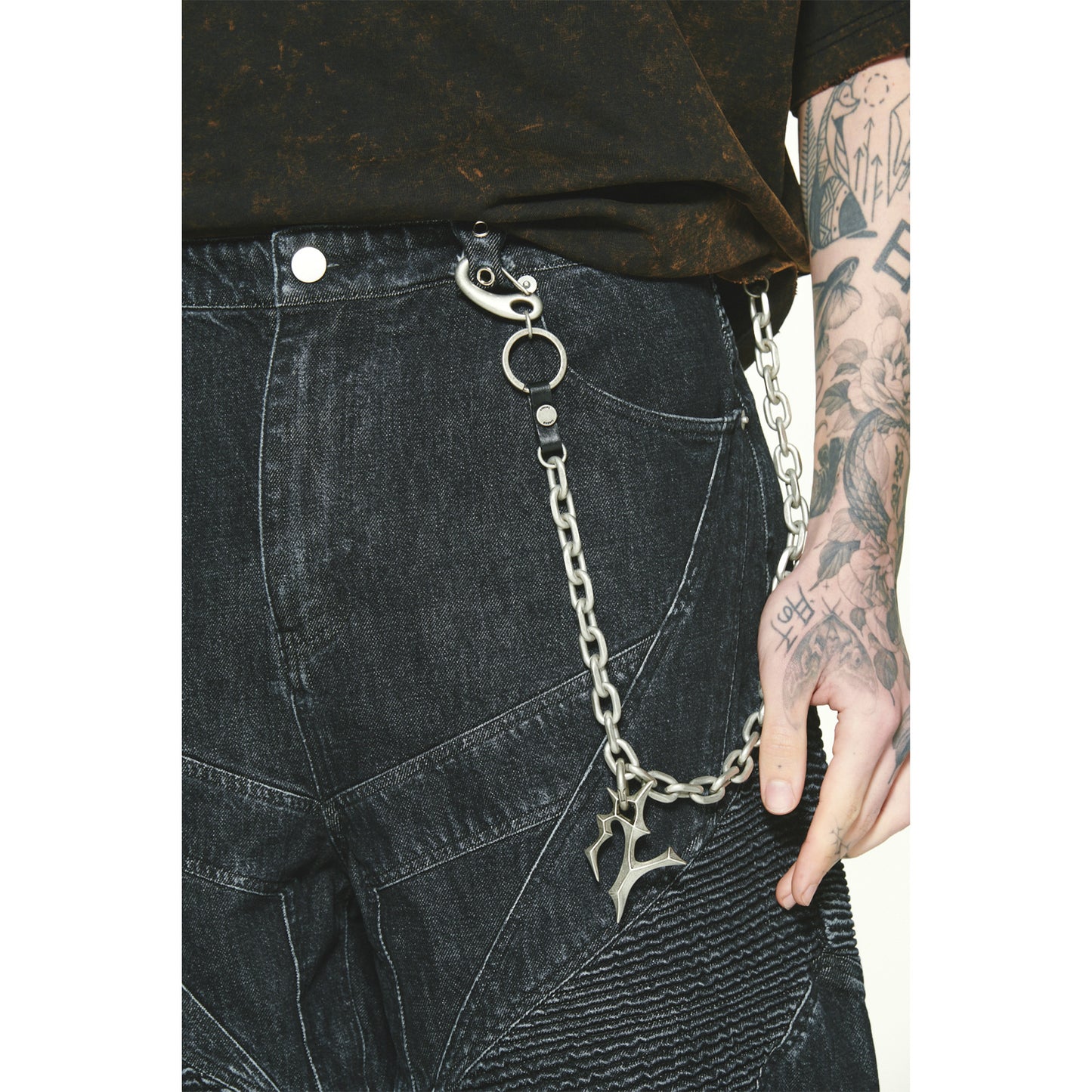 BIKER CUTTING JEANS / BLACK