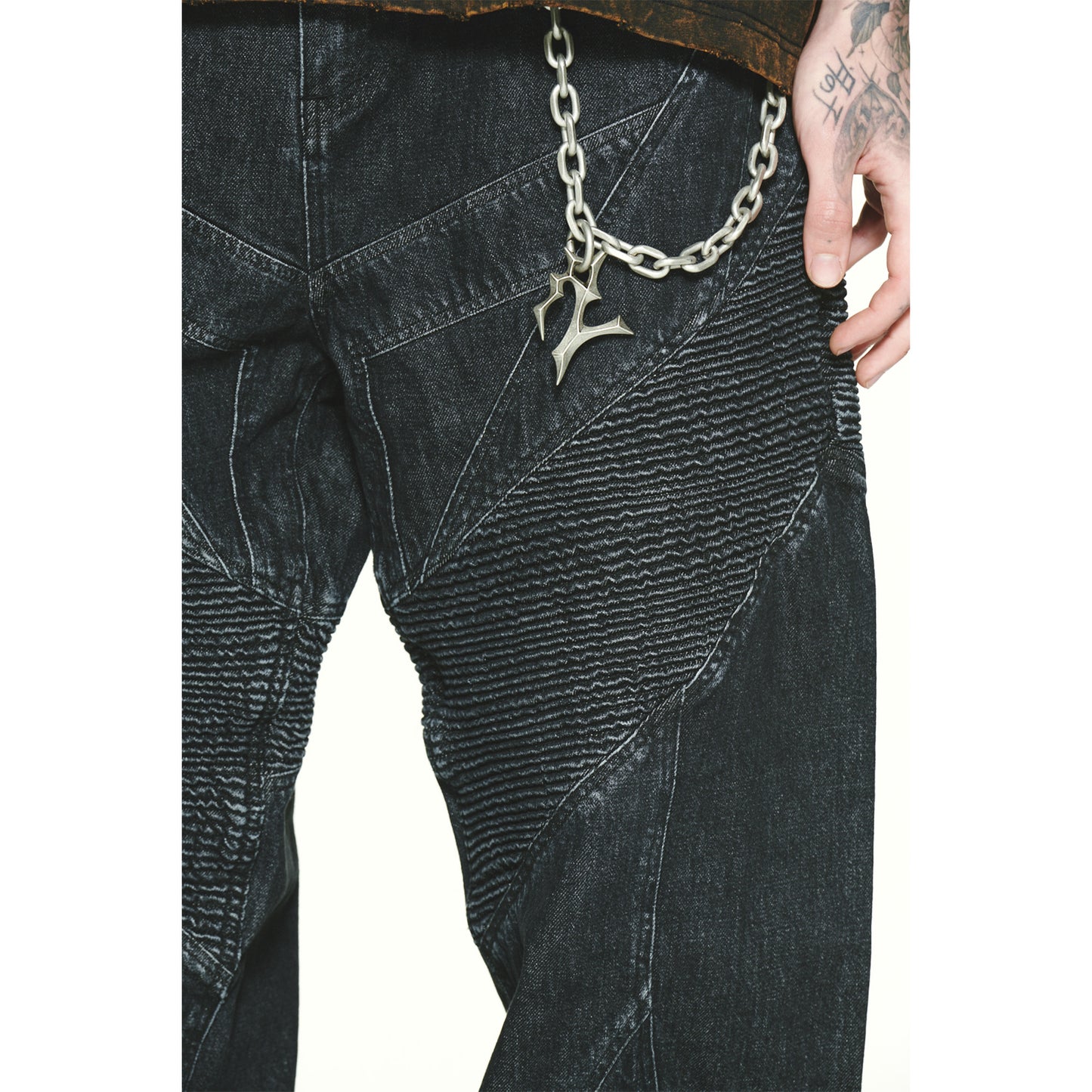 BIKER CUTTING JEANS / BLACK