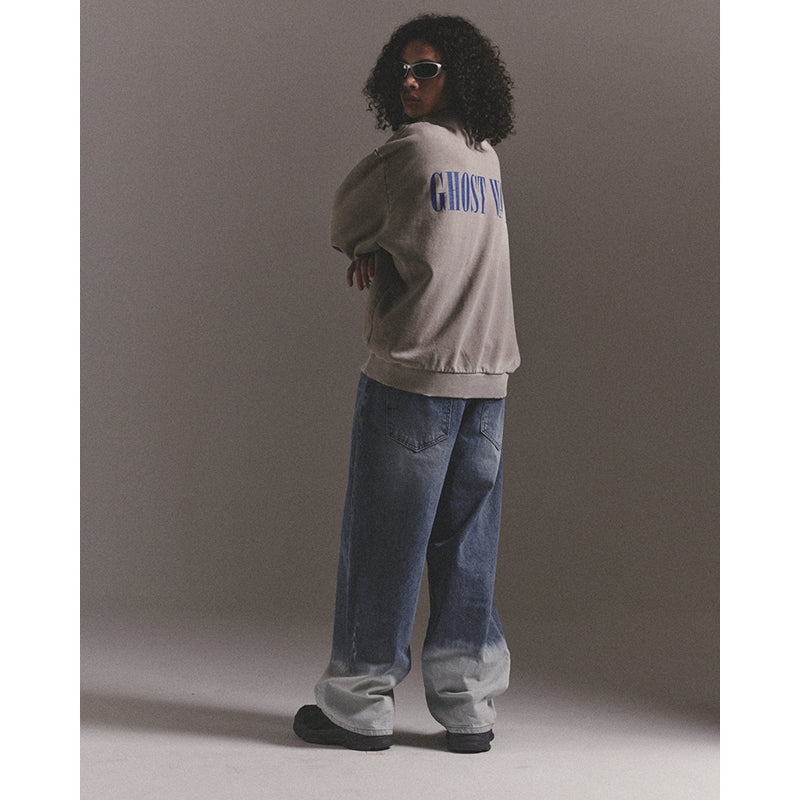 BLEACHED WIDE BAGGY PANTS / BLUE