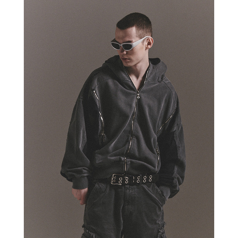 GHOST ZIP-UP HOODIE / BLACK