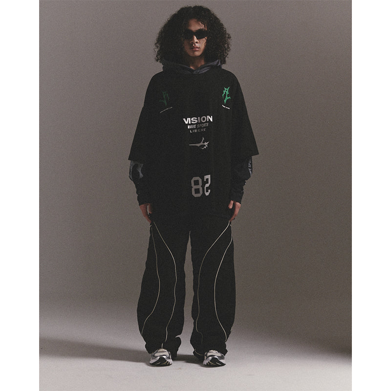 3 LAYERED HOODIE / BLACK