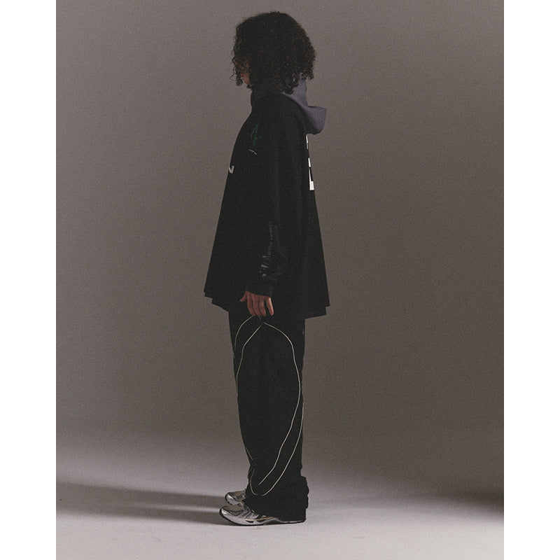 3 LAYERED HOODIE / BLACK