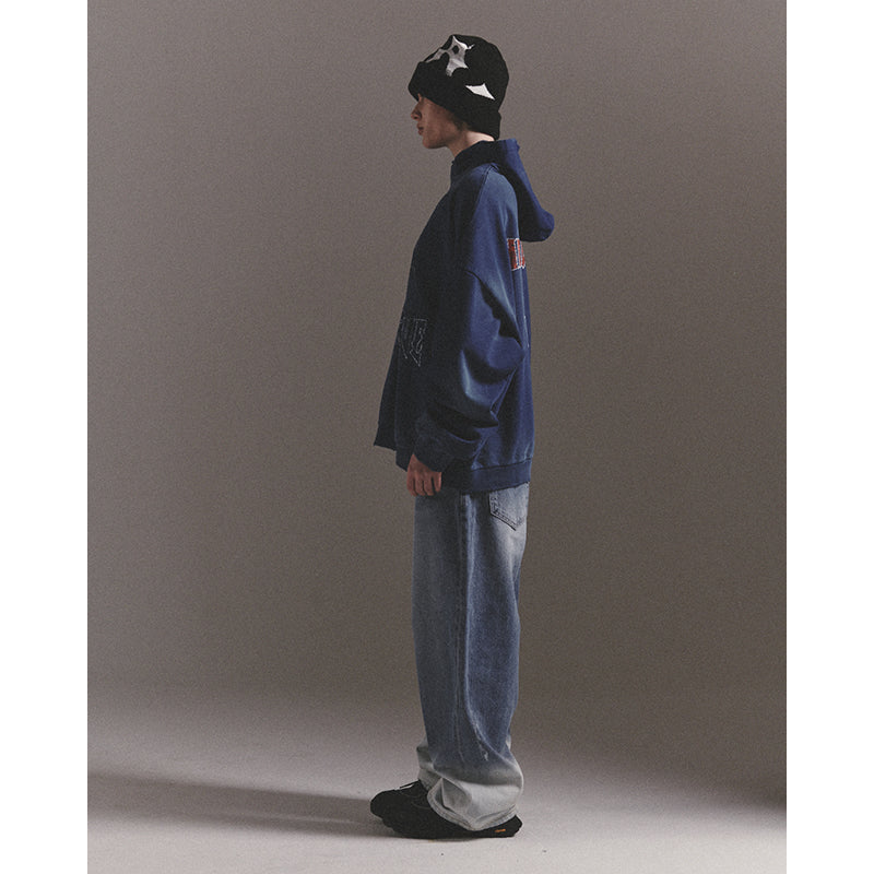BLEACHED WIDE BAGGY PANTS / BLUE