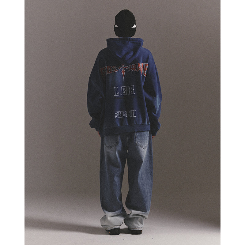 BLEACHED WIDE BAGGY PANTS / BLUE