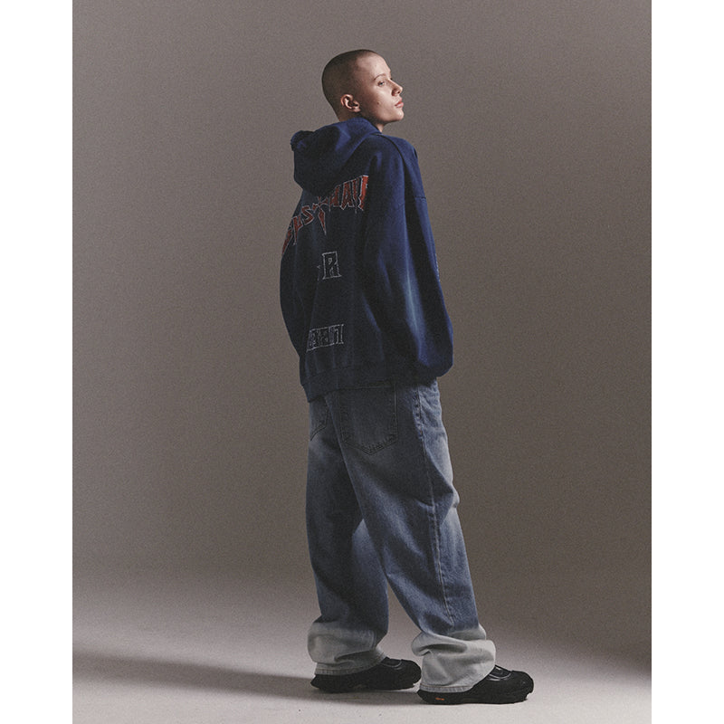 BLEACHED WIDE BAGGY PANTS / BLUE