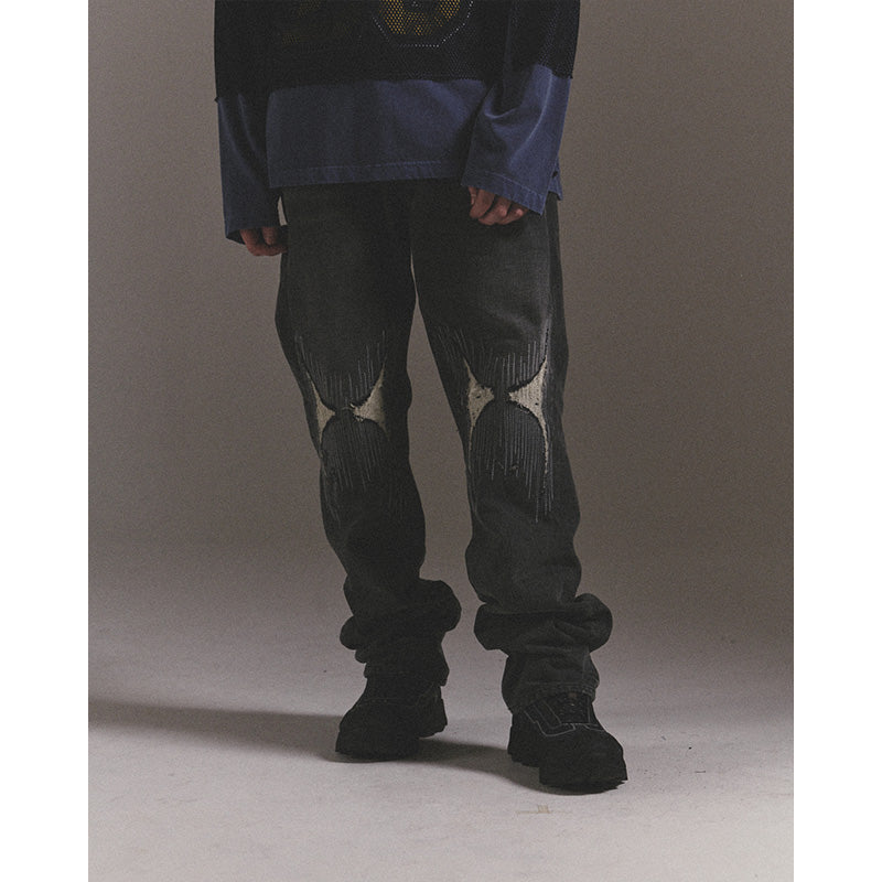 WASHED DENIM PANTS / BLACK