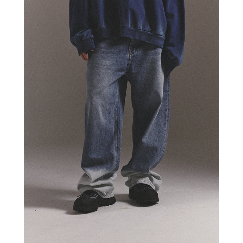 BLEACHED WIDE BAGGY PANTS / BLUE