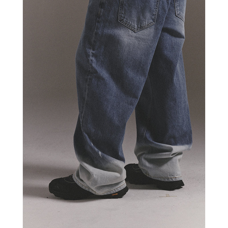 BLEACHED WIDE BAGGY PANTS / BLUE