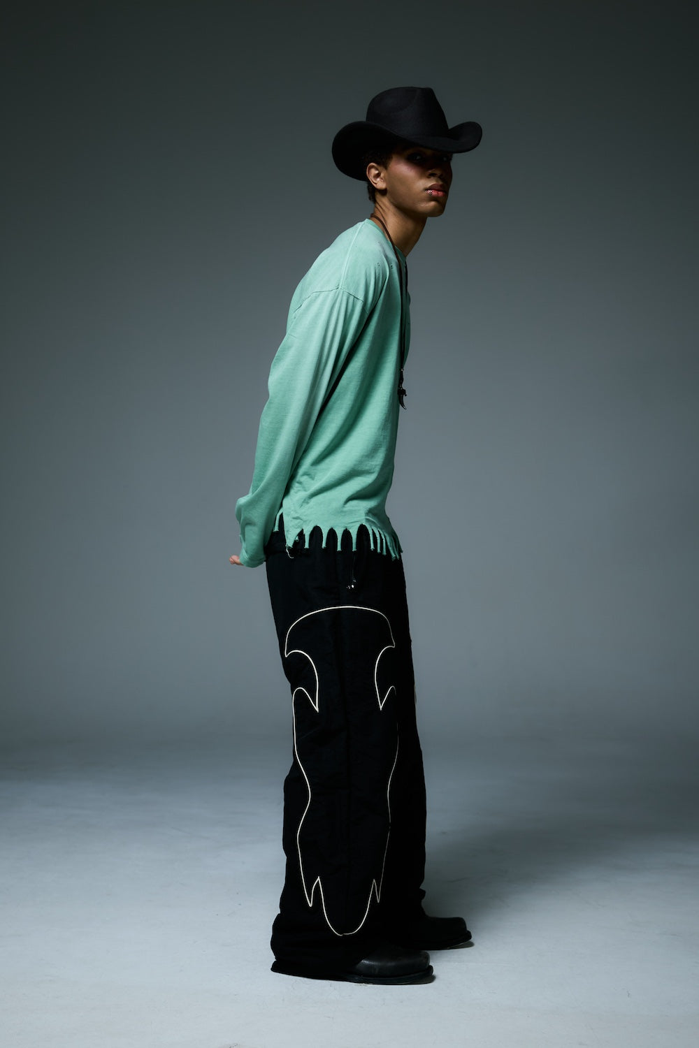WESTERN FLAME TRACK PANTS / BLACK