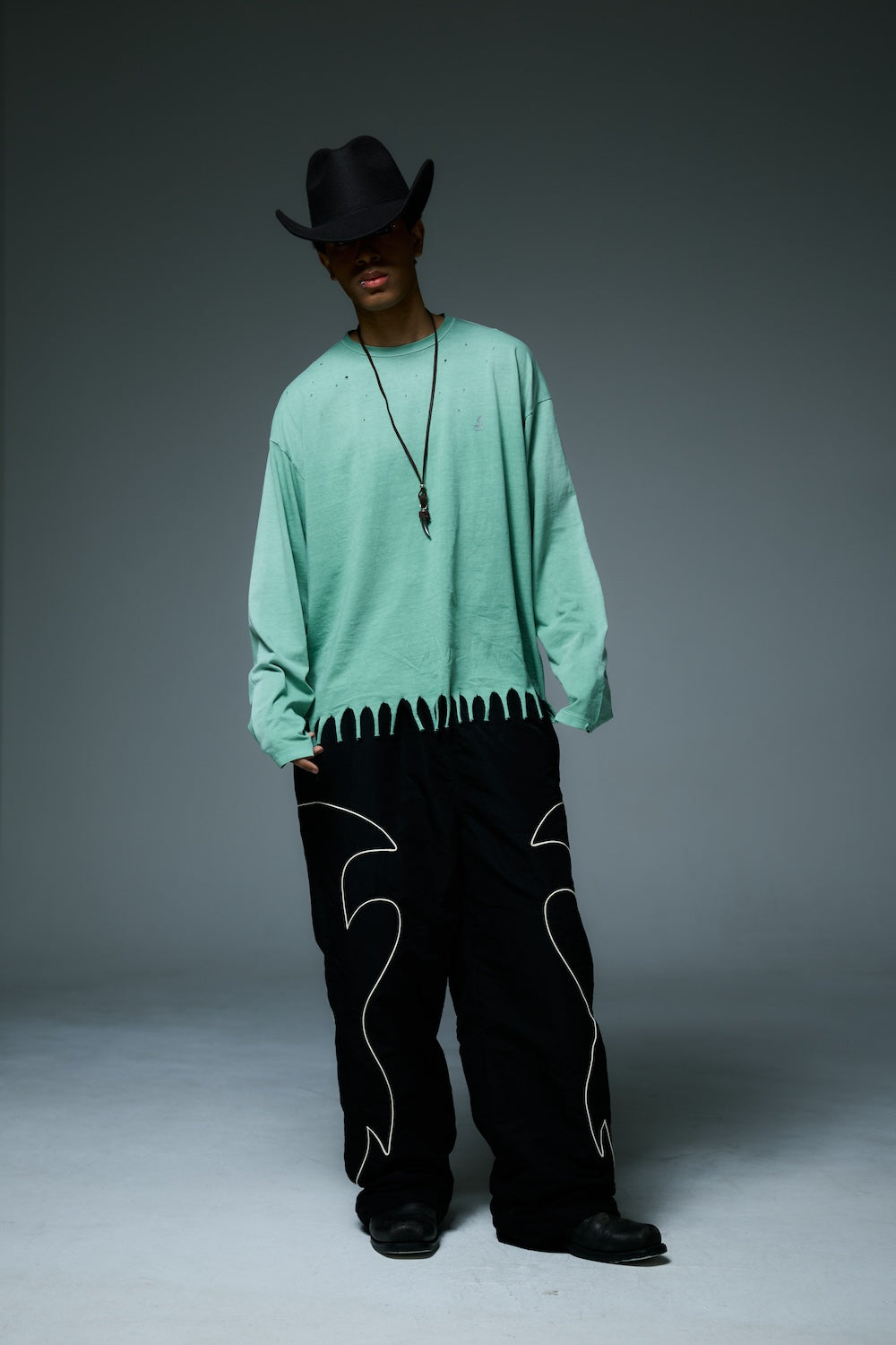 WESTERN FLAME TRACK PANTS / BLACK