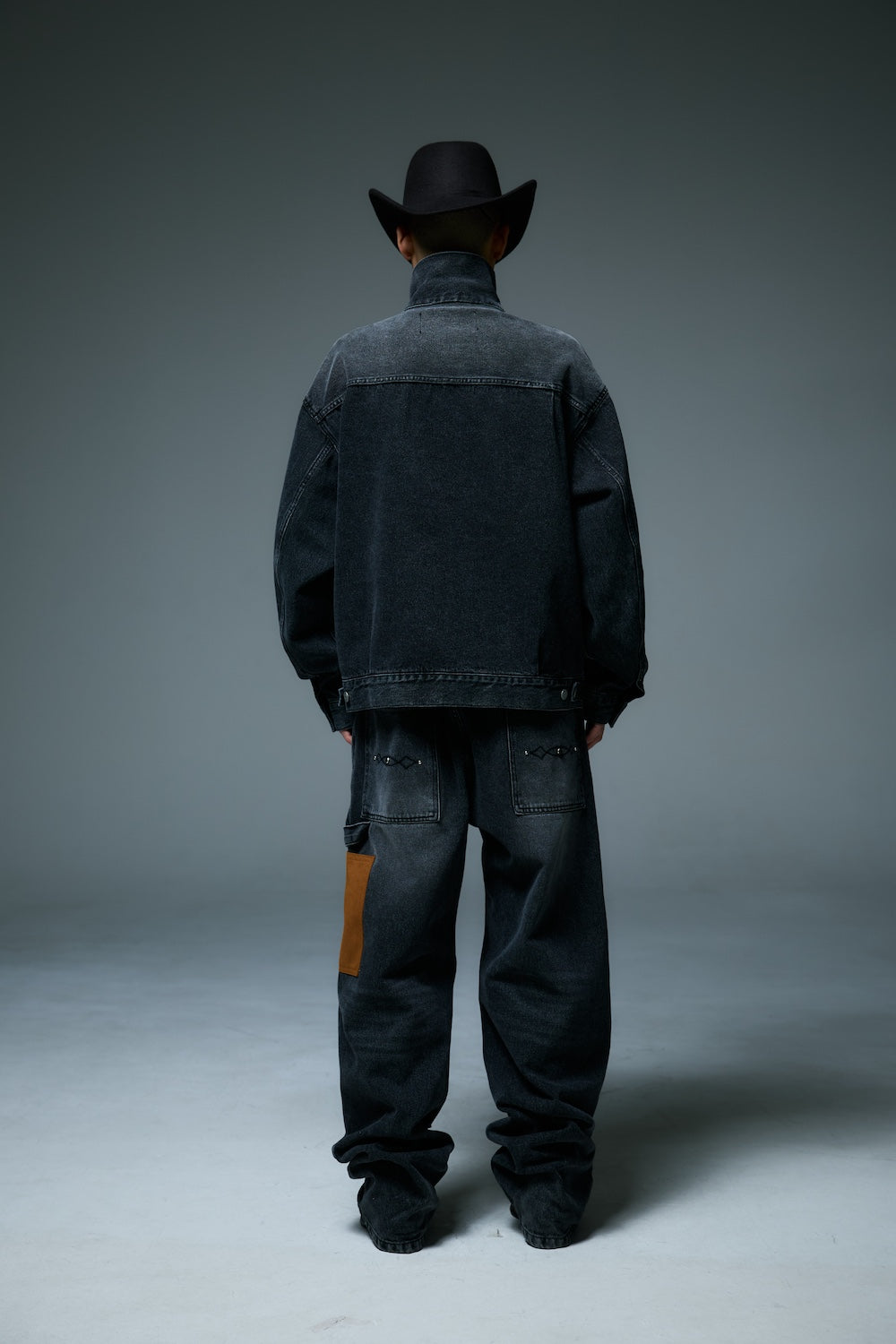 WESTERN DOUBLE KNEE DENIM PANTS / BLACK