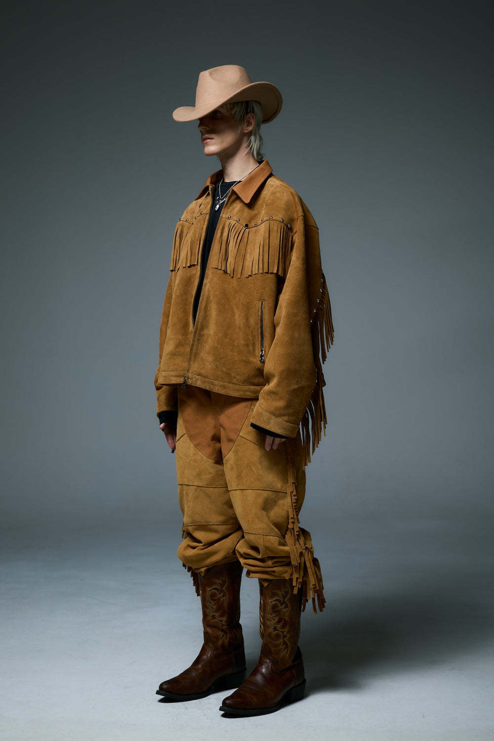 WESTERN LEATHER WORK JACKET / BROWN