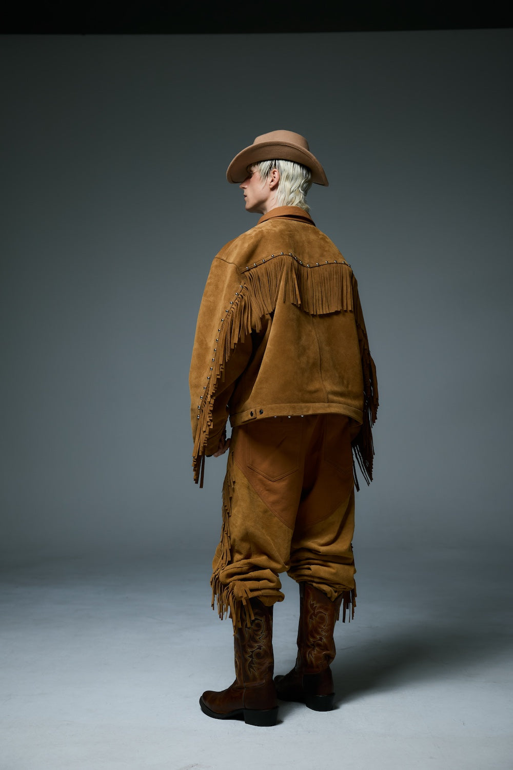 WESTERN LEATHER WORK JACKET / BROWN