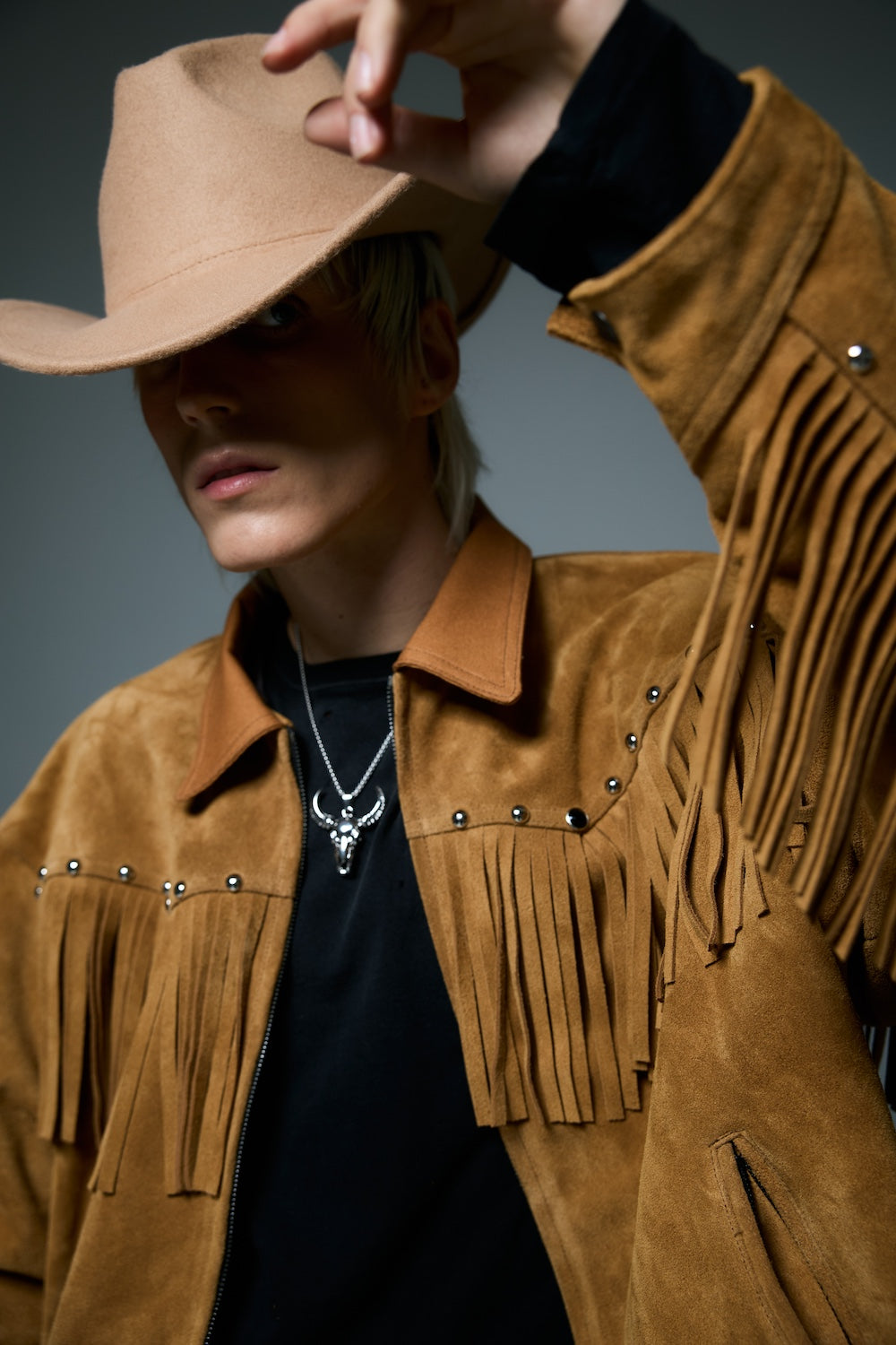 WESTERN LEATHER WORK JACKET / BROWN