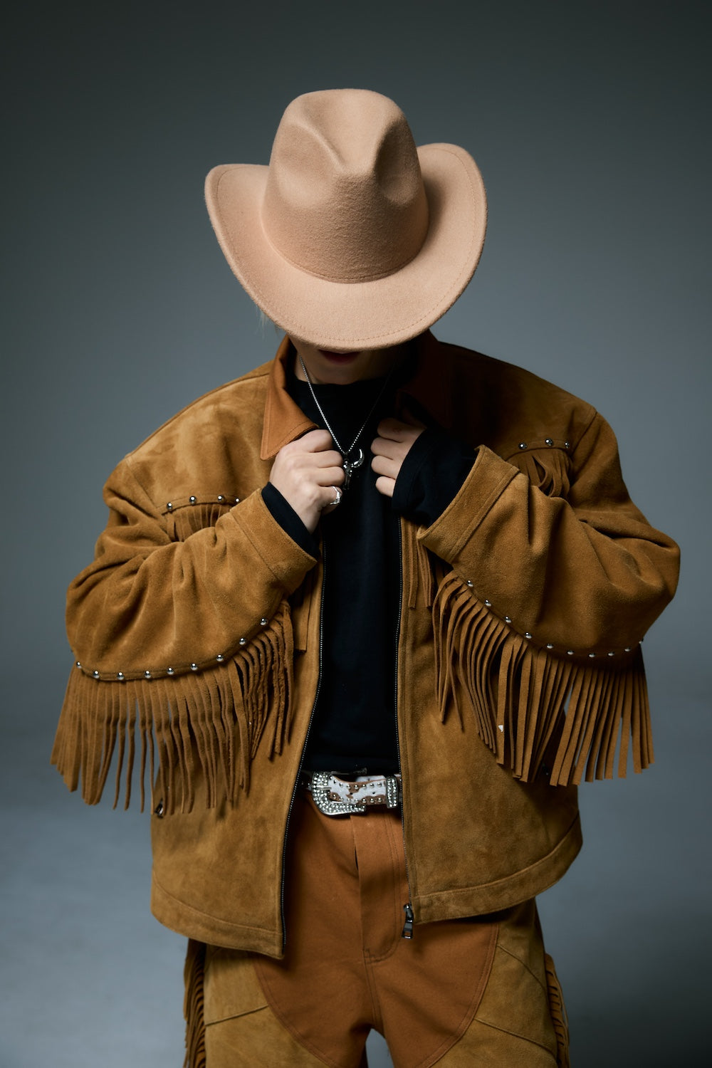 WESTERN LEATHER WORK JACKET / BROWN