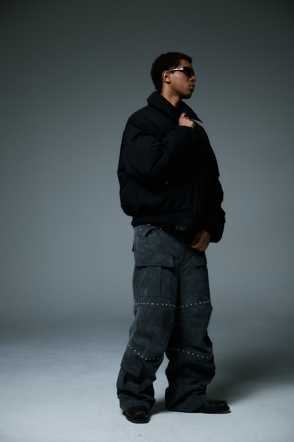 WIDE CARGO PANTS / BLACK