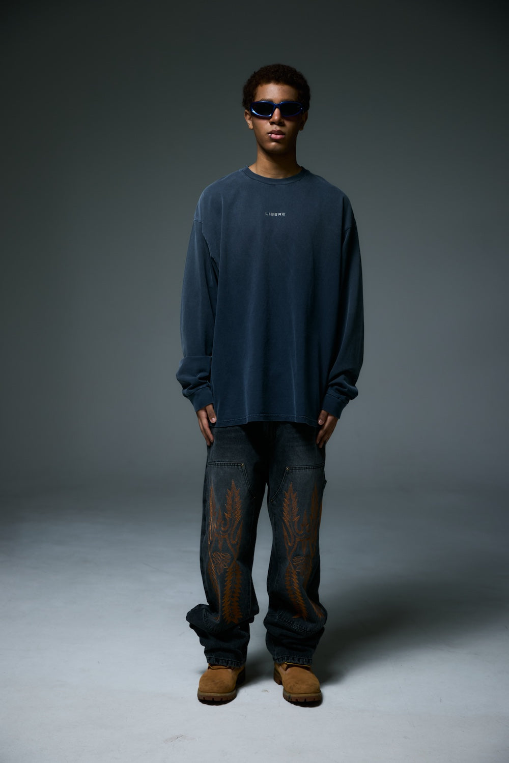 REFLECT LOGO LONG SLEEVE T-SHIRTS / NAVY