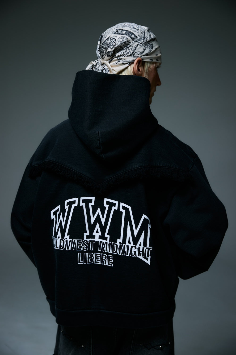WESTERN FRINGE HOODIE / BLACK