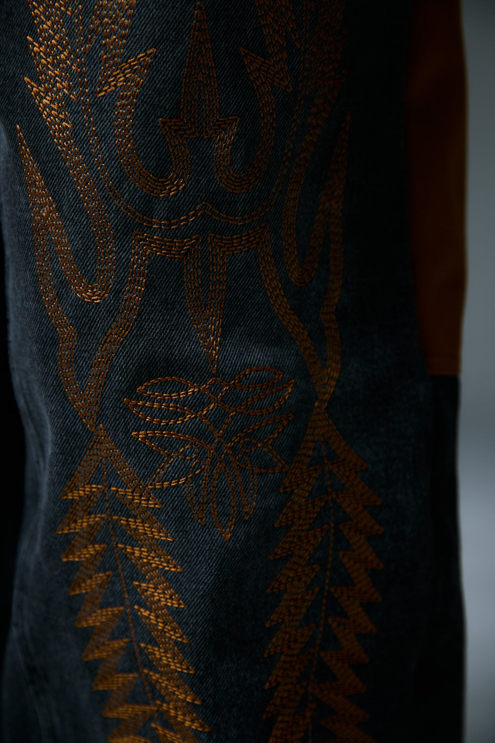 WESTERN DOUBLE KNEE DENIM PANTS / BLACK