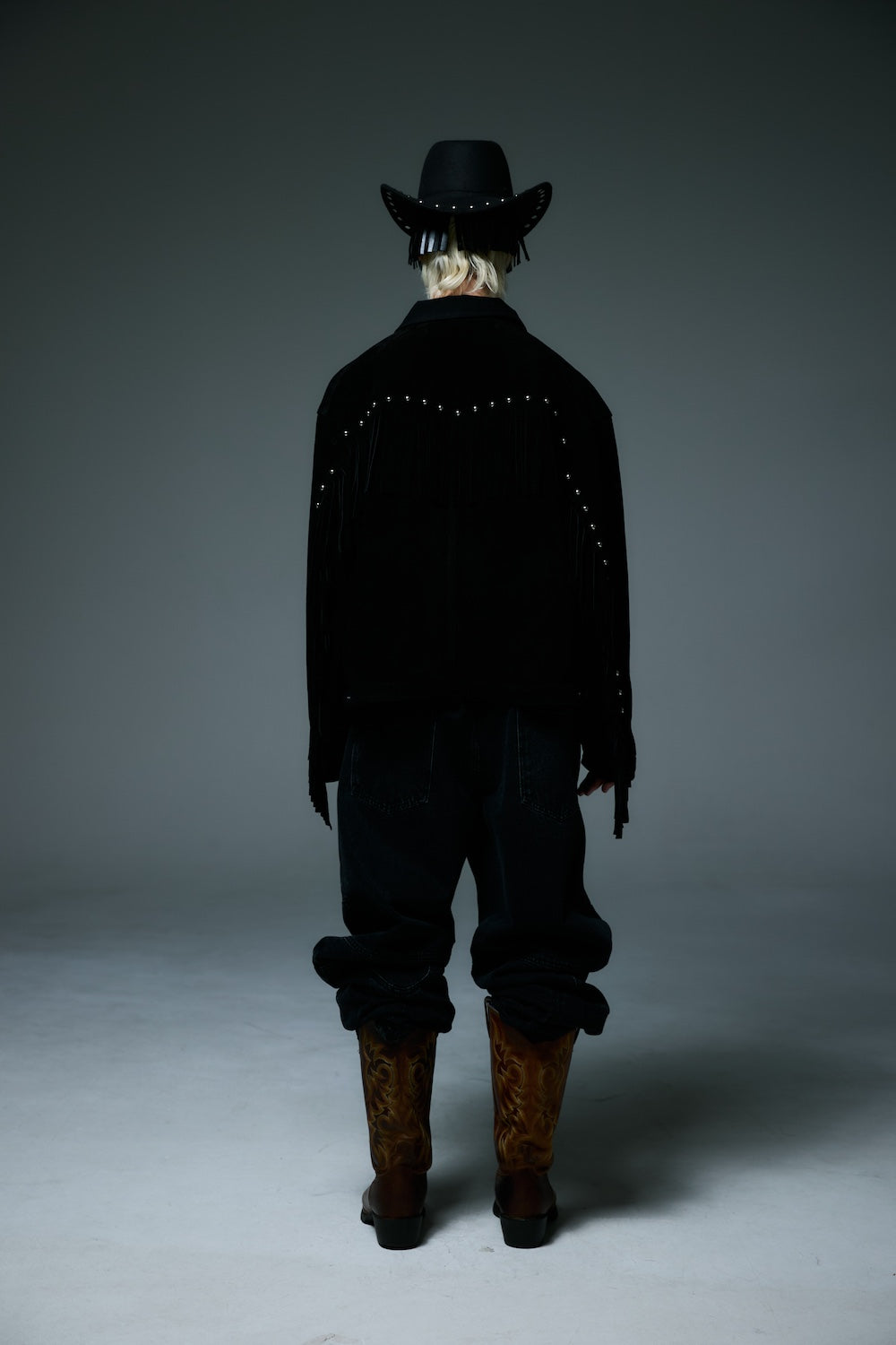 WESTERN LEATHER WORK JACKET / BLACK