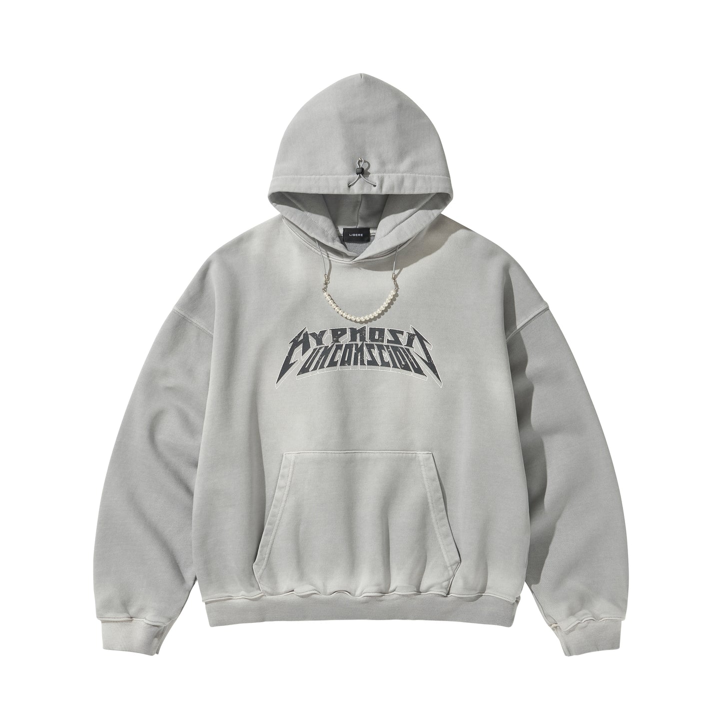 WASHED BEADS HOODIE / GRAY