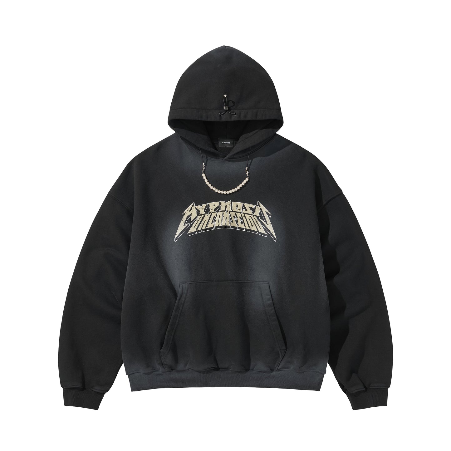 WASHED BEADS HOODIE / BLACK