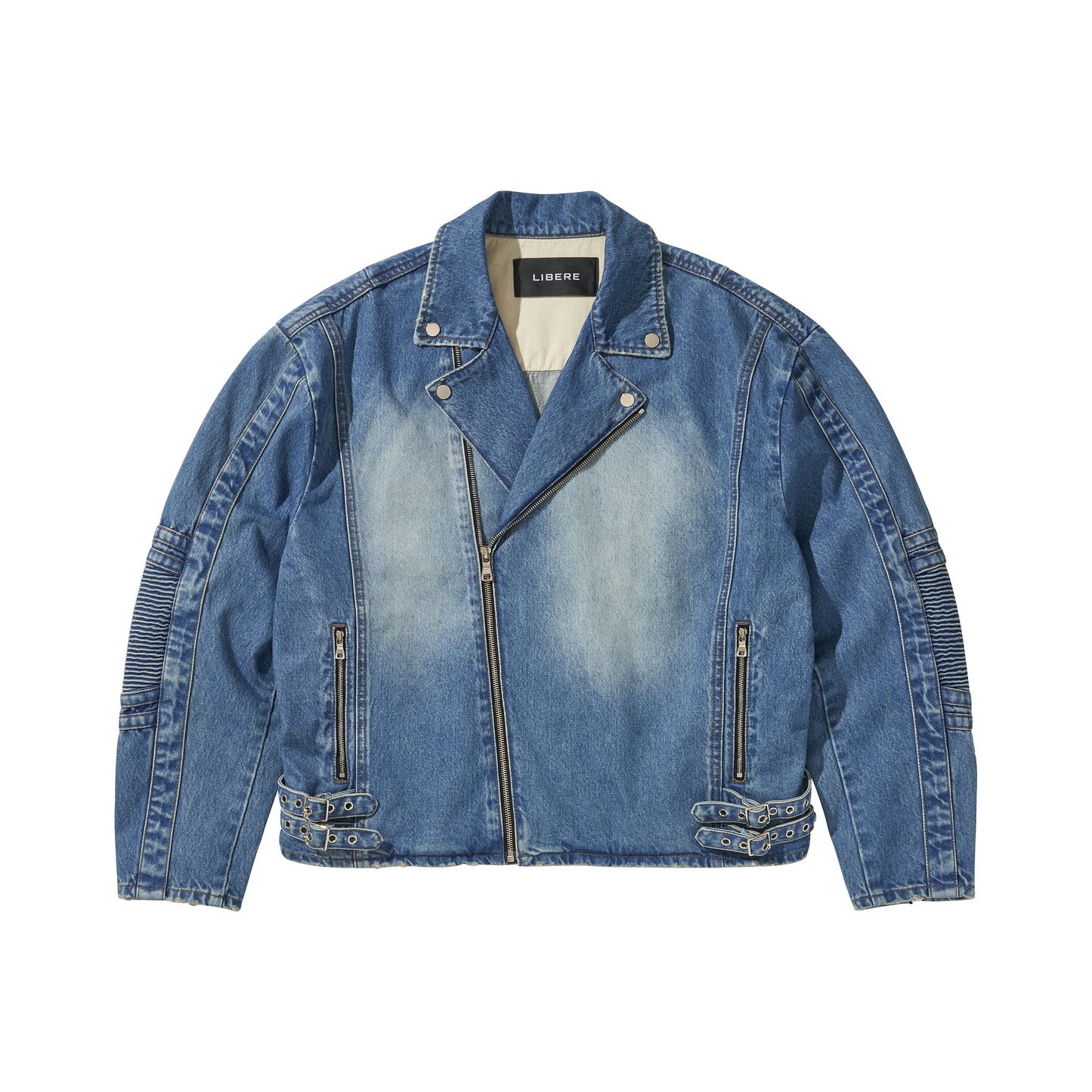 WIDE DENIM RIDER JACKET / BLUE