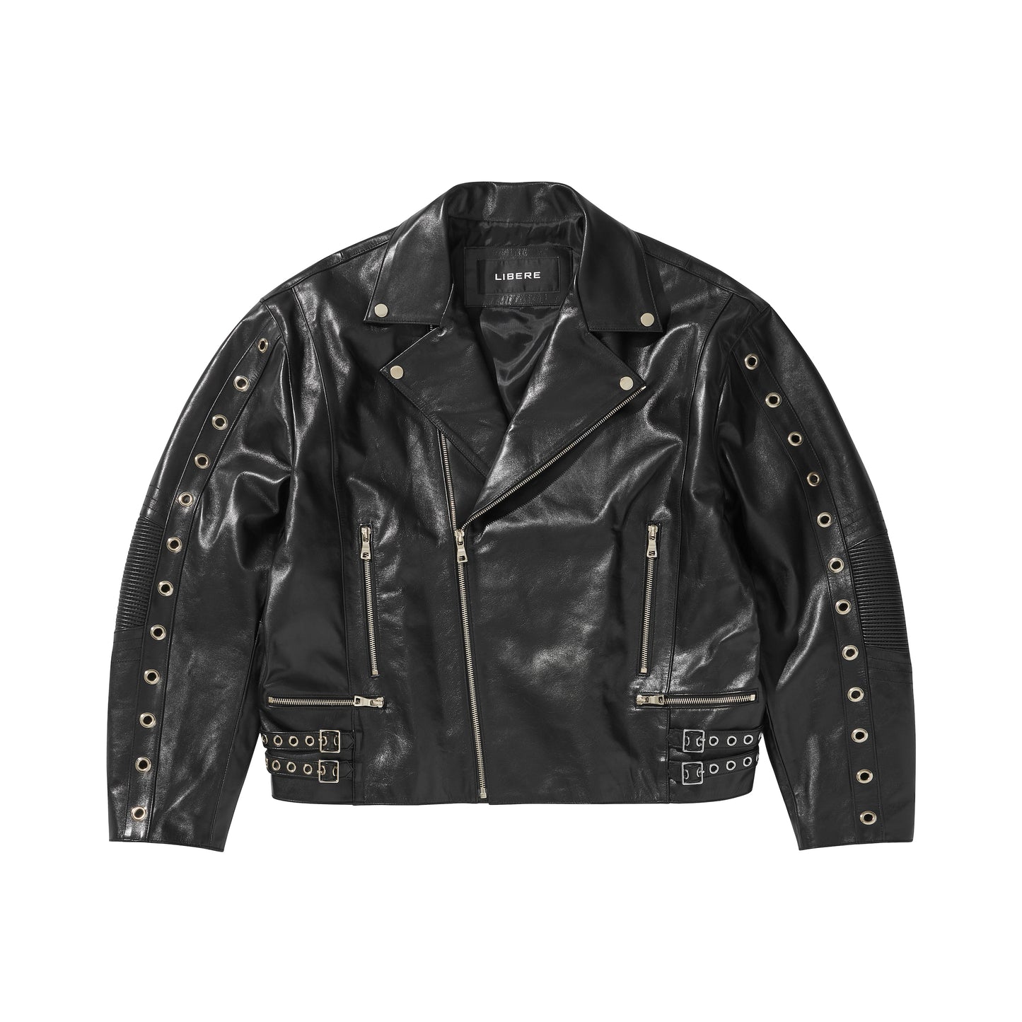 WIDE LEATHER RIDER JACKET / BLACK