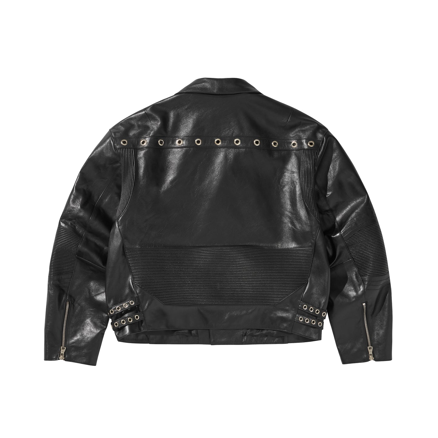 WIDE LEATHER RIDER JACKET / BLACK