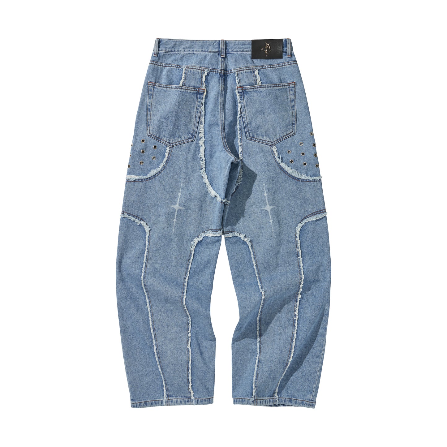 DESTROYED CROSS DENIM PANTS / BLUE