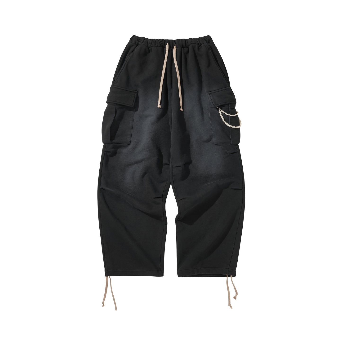 WASHED SWEAT CARGO PANTS / BLACK