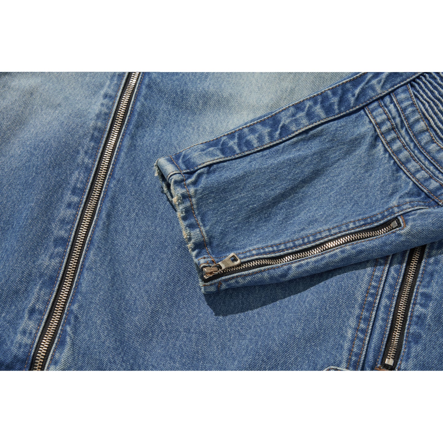 WIDE DENIM RIDER JACKET / BLUE