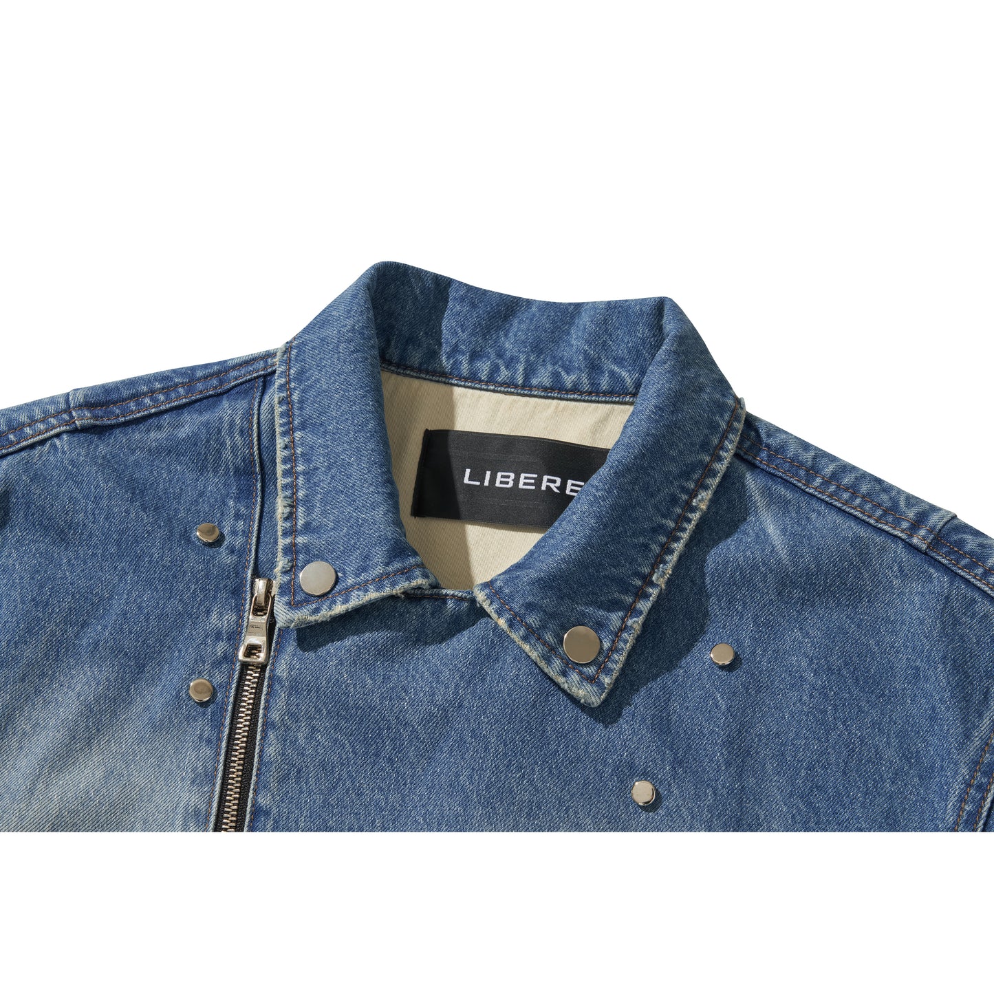 WIDE DENIM RIDER JACKET / BLUE