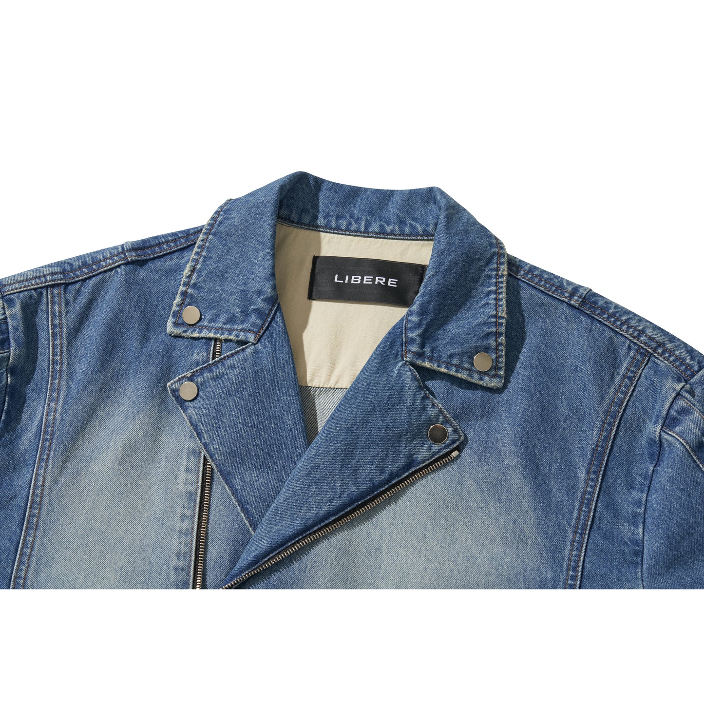 WIDE DENIM RIDER JACKET / BLUE