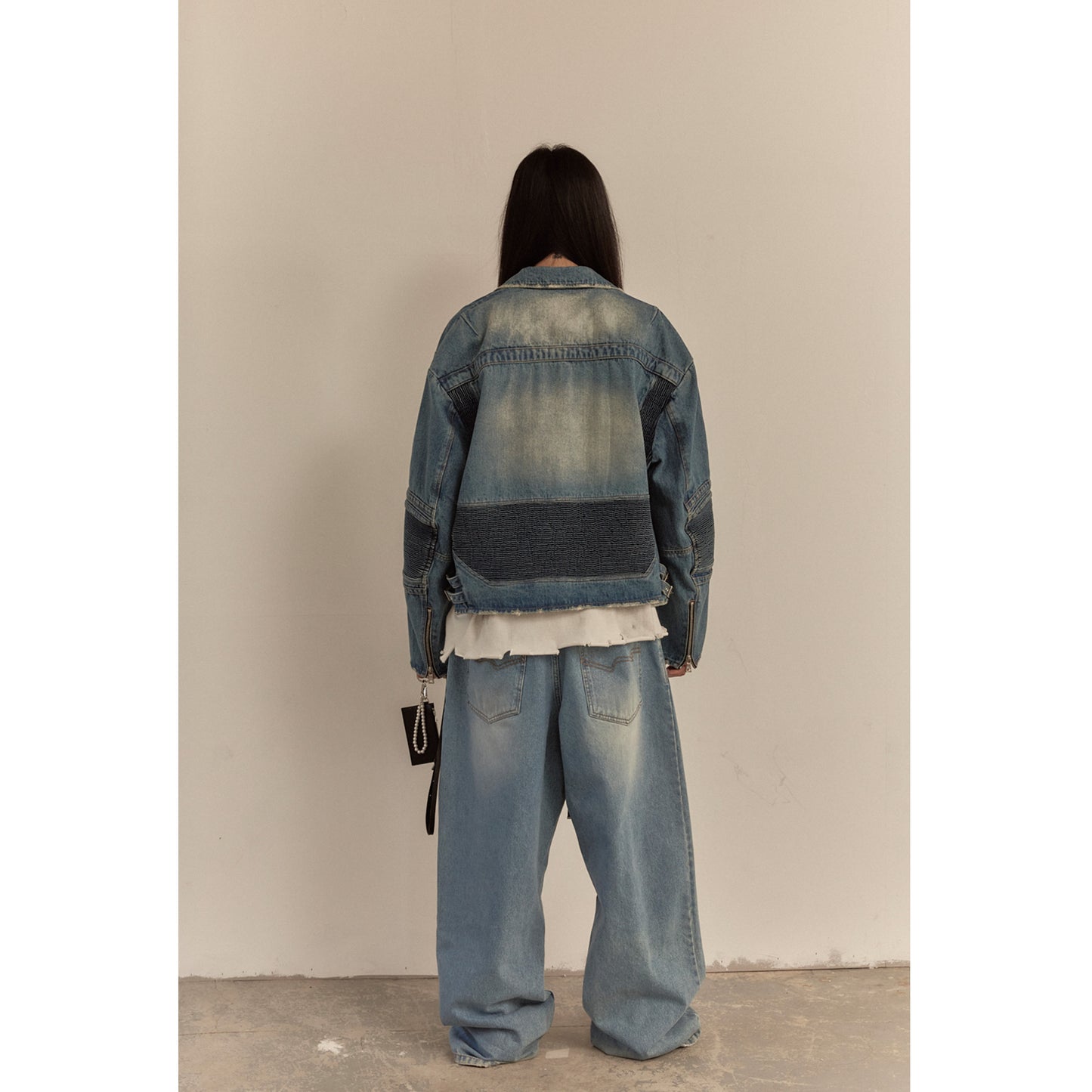 WIDE DENIM RIDER JACKET / BLUE