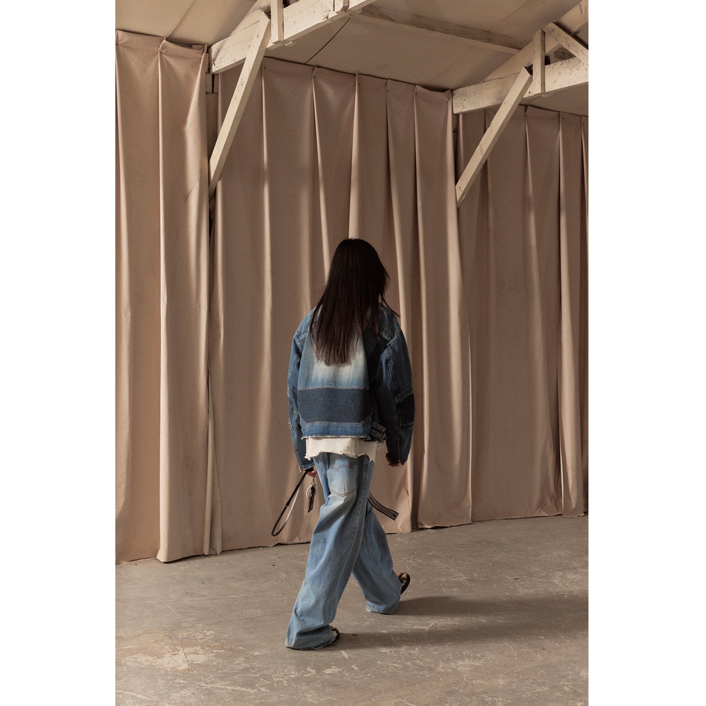 WIDE DENIM RIDER JACKET / BLUE