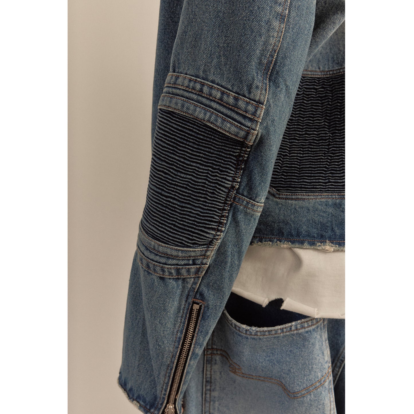WIDE DENIM RIDER JACKET / BLUE